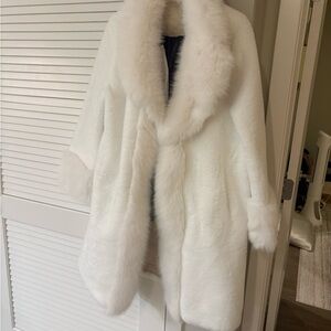 Elegant White Faux Fur Coat